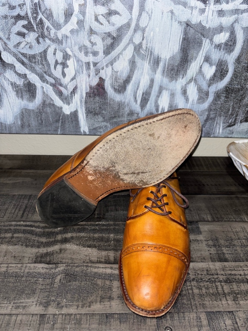 Allen Edmonds Clifton walnut brown leather cap toe Oxfords SZ8 - Picture 4 of 14